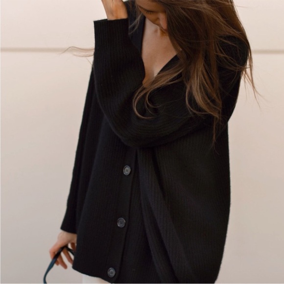 Jenni Kayne Cocoon Cardigan Oversized Cashmere Black Small GUC - Picture 8 of 11